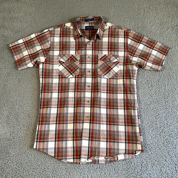 Pendleton Shirt Men's Medium Multicolored Plaid Trucker Button Up‎ Cotton - Picture 1 of 9